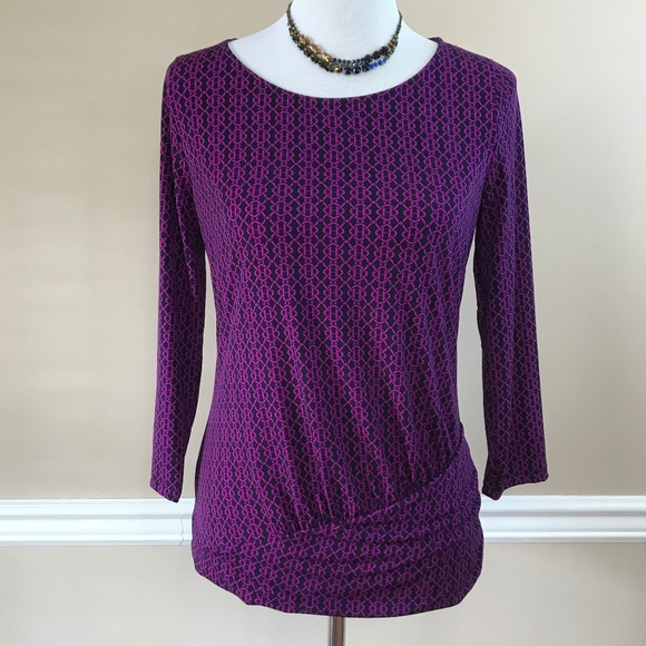 Anne Klein Purple Chain Pattern Tunic Small - Picture 6 of 9